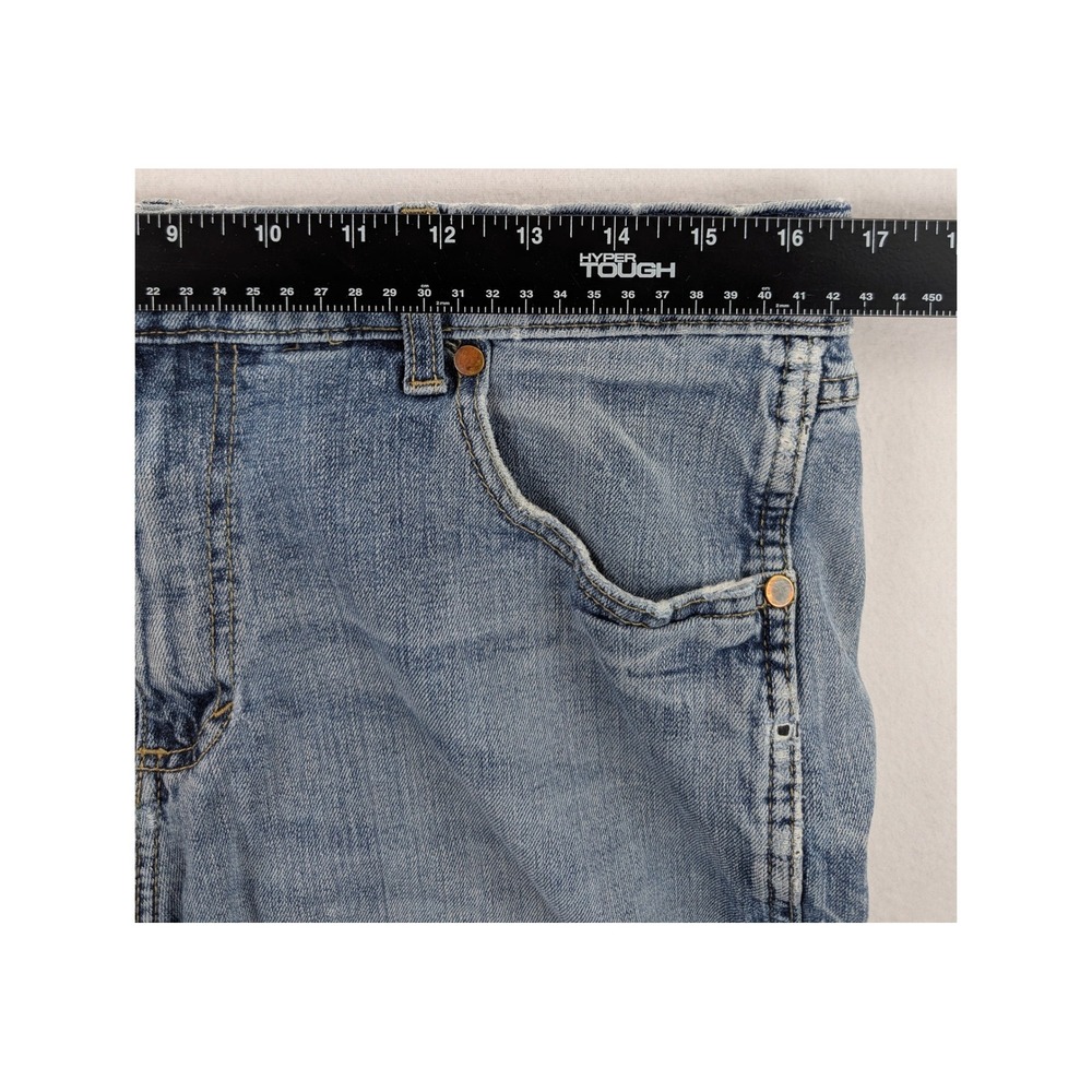 Wrangler Retro Bootcut Jeans Mens 34x34 Light Wash Distressed Western Denim - Picture 4 of 8